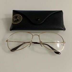 Ray-Ban gold reading glasses with case & cloth. Retro, aviator, 70s style.